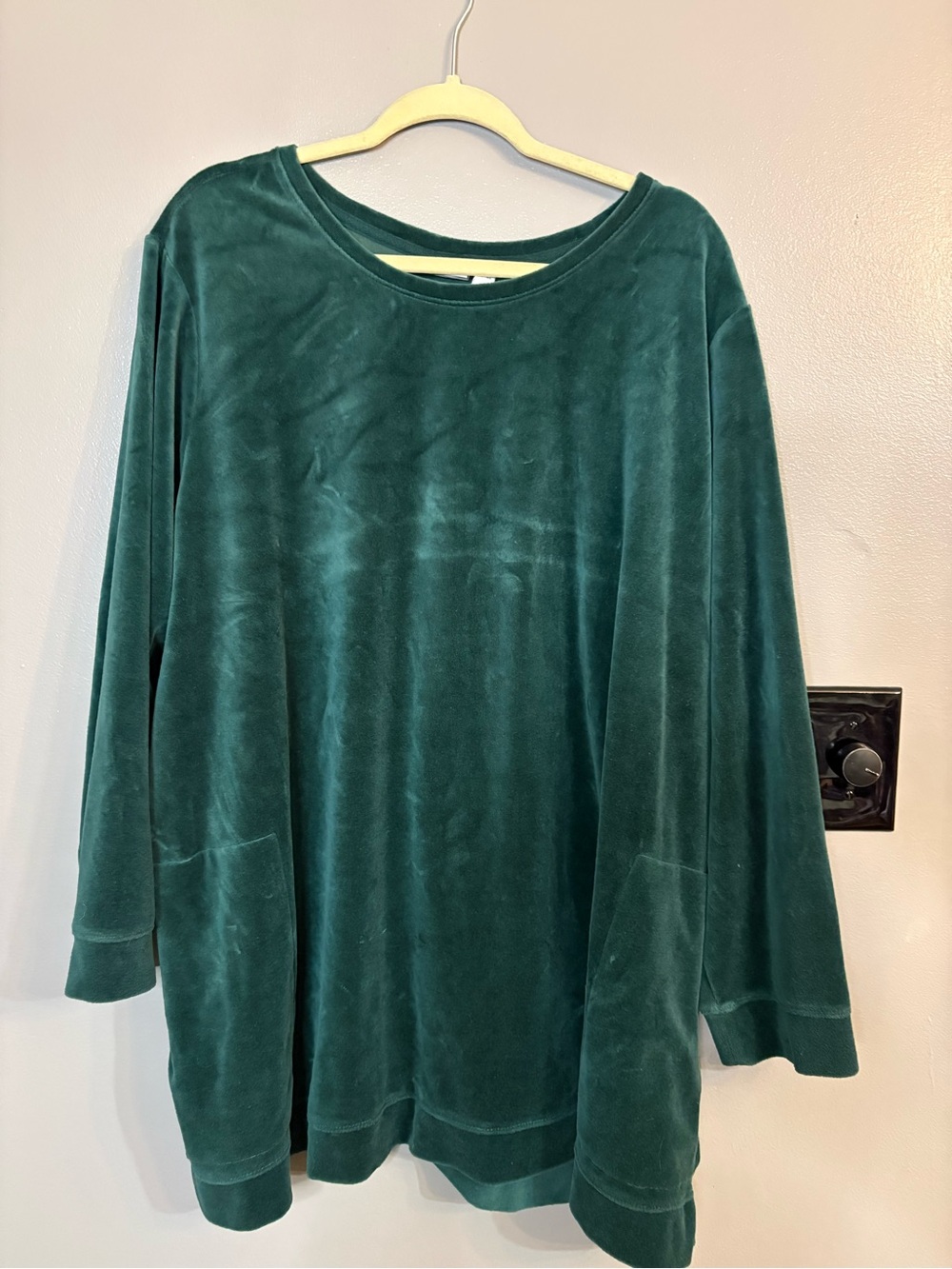 Women's Emerald Green Velvet Long-Sleeve Top Denim & Co QVC size 4x
